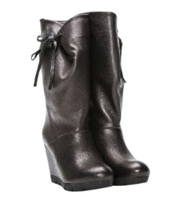 Saba Hilbert,Keil Absatz Stiefel,Kalb Leder Made in Italy Stark Reduziert 