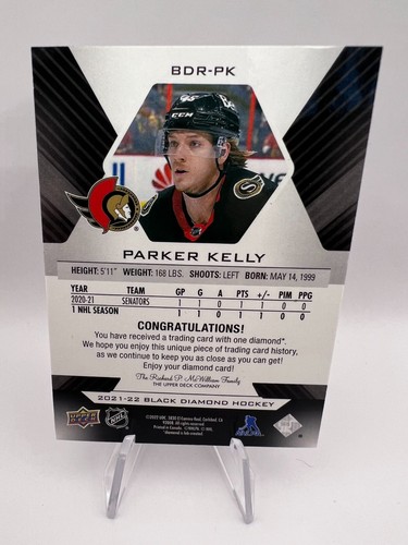 Parker Kelly - 2021-22 Black Diamond Relic Rookie Gems #BDR-PK /99 Senators RC - Picture 3 of 3