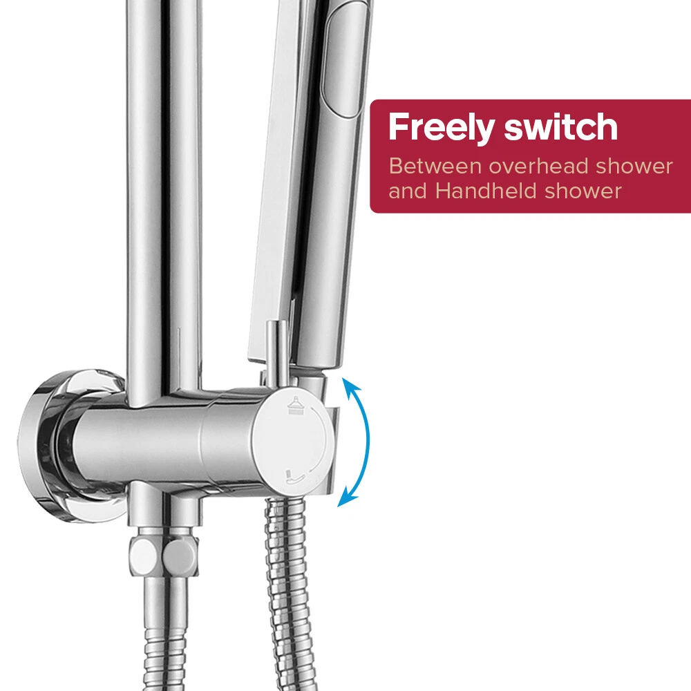 Decaura 9'' Rain Shower Head Set with Hand Shower SUS Gooseneck Shower Rail WELS