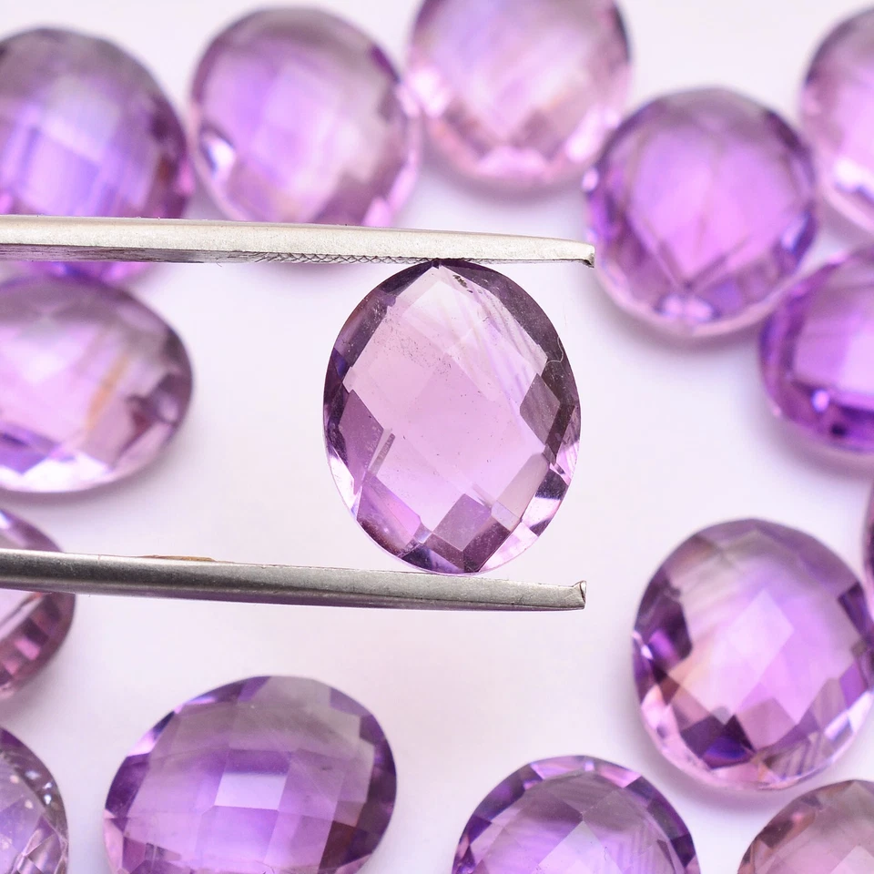 AAA+ Piedras Preciosas Sueltas Amatista Púrpura Natural 12x10mm Briolettes Ovalados Para Joyería Foto 2 de 3
