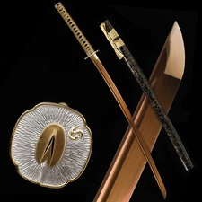 9260 Spring Steel Gold Blade Japanese Samurai Sword Katana Full Tang Razor Sharp