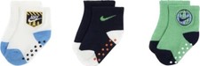 Nike Baby 3 Pk Multicolor Ankle Cotton Great Outdoors Gripper Sock Set 12-24 MO
