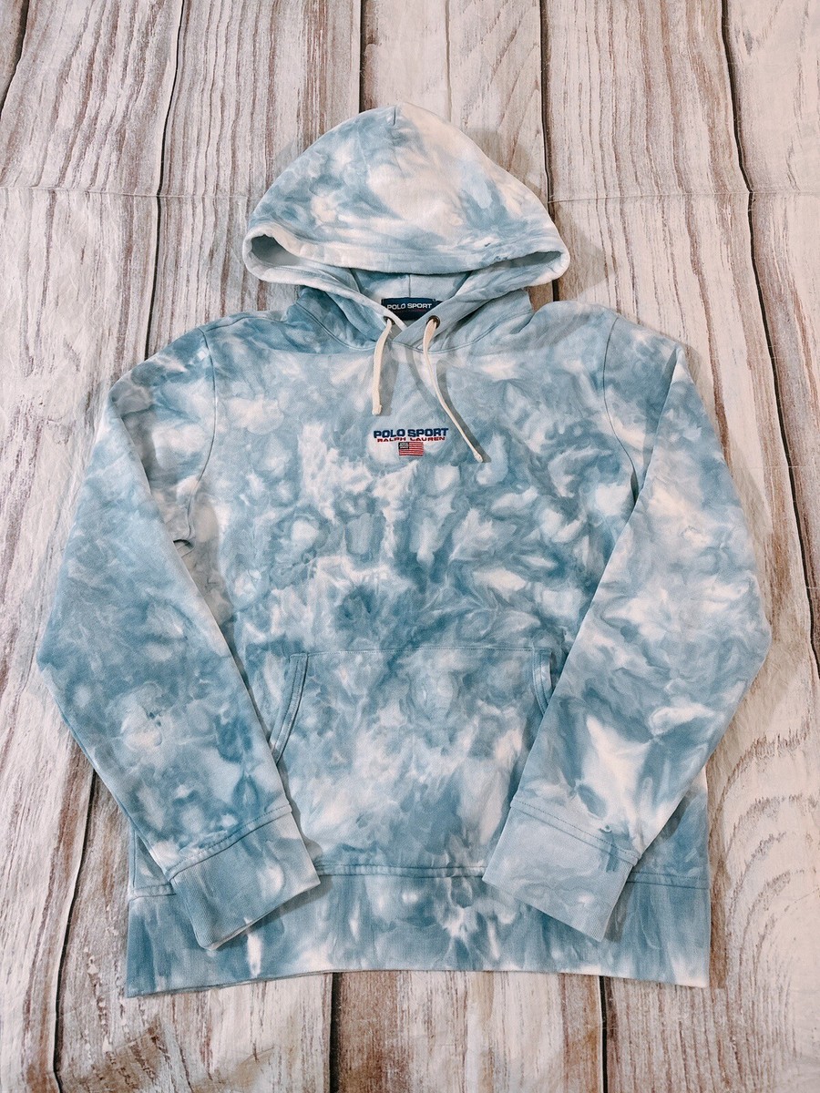 Polo Ralph Lauren Men Tie Dye Hoodie Sweatshirt Blue Size Medium NWT (Y)