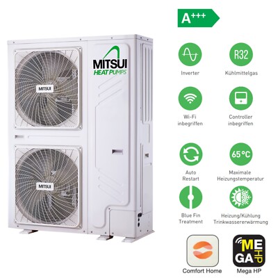 65°C Heat Pump Monoblock 22 kW Inverter Air/Water Wifi + App, Bafa funded