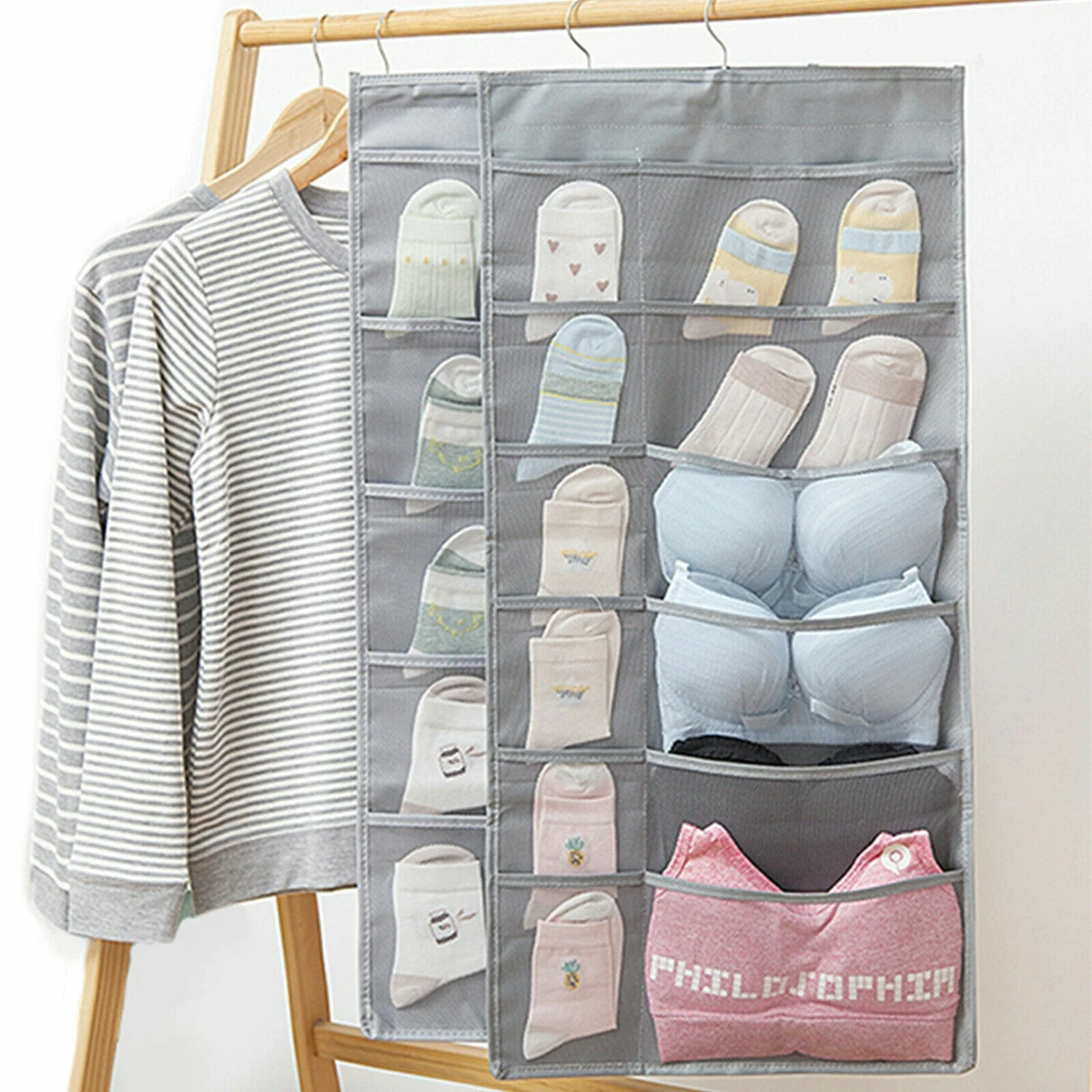 Organizer Intimo da Appendere 45 Tasche: Salvaspazio Armadio per Reggiseni