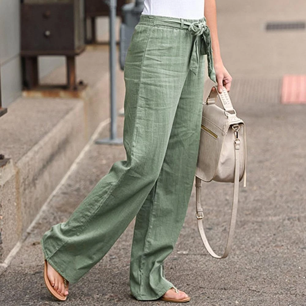 Cotton and linen wide leg pants for women lightweight breathable high waisted Cotton and linen wide leg pants for women lightweight breathable high waisted