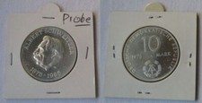 DDR Silber Münze 10 Mark Albert Schweitzer 1975 Motivprobe glatter Rand (144603)