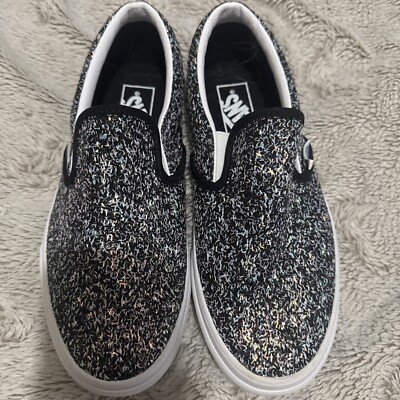 Women s Vans Glitter Shoes Black Size 6 New 