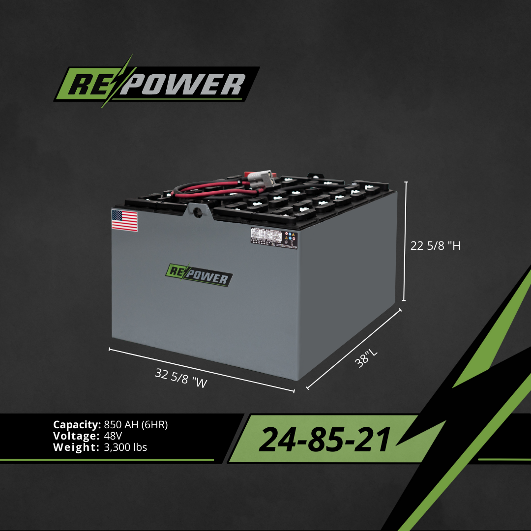 Repower Reconditioned 24-85-21 Forklift Battery 48V 38.1