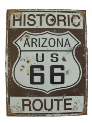 Blechschild ''Historic Route 66'' US-Highway Arizona Biker Diner Bar 33x25cm NEU