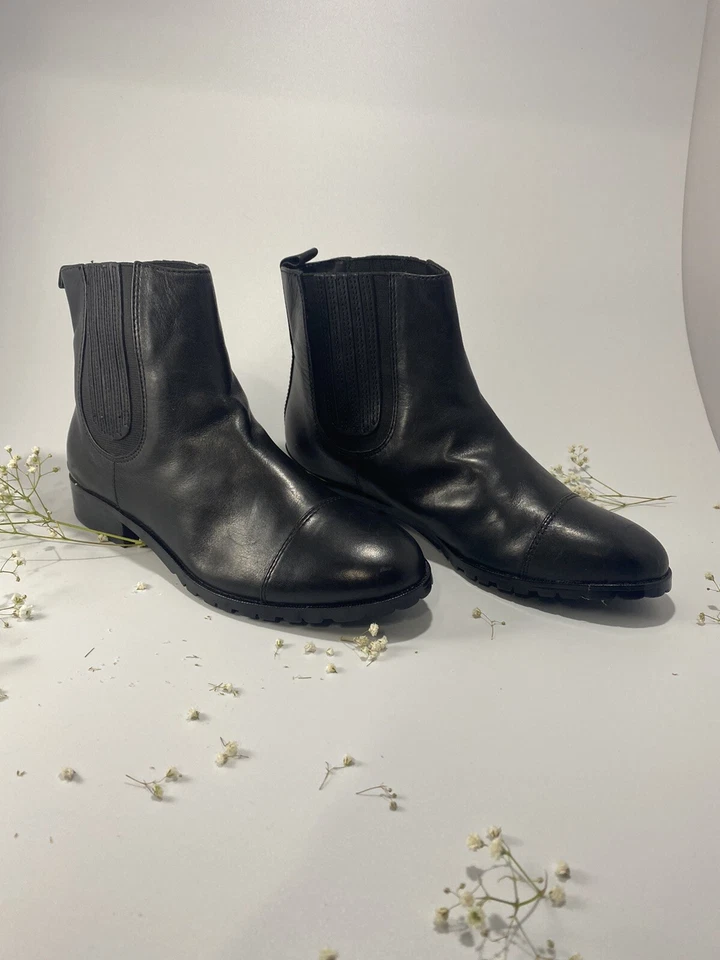 全新 C Wonder 皮革踝靴 尺寸 7 MSRP:140 美元 黑色 — 第 2/4 张图片