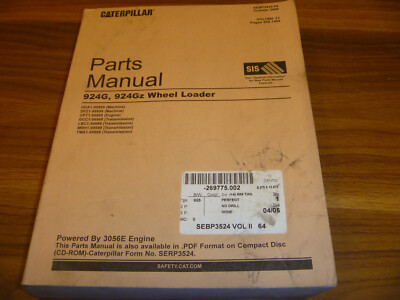 CAT Caterpillar 924G 924Gz Wheel Loader Parts Catalog Manual DDA1-99999