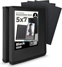 5X7 Photo Album (2-Pack) with 24 Sleeves for Artwork and Postcards