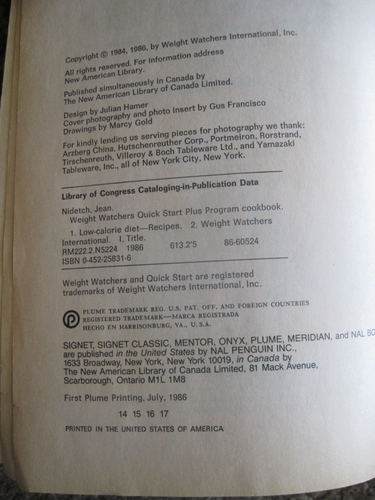 1986 WEIGHT WATCHERS QUICK START PLUS PROGRAM COOKBOOK PAPERBACK - Picture 2 of 4