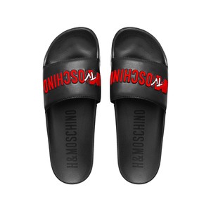 moschino black slides