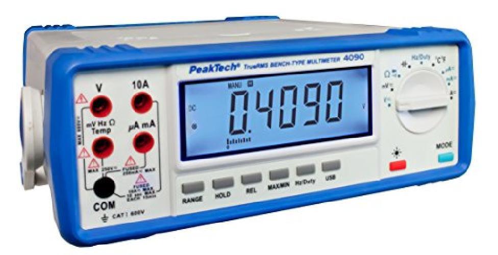 PeakTech 4090 - Multimetro Digitale da Banco con TRMS, Display LCD, 22.000 Conte