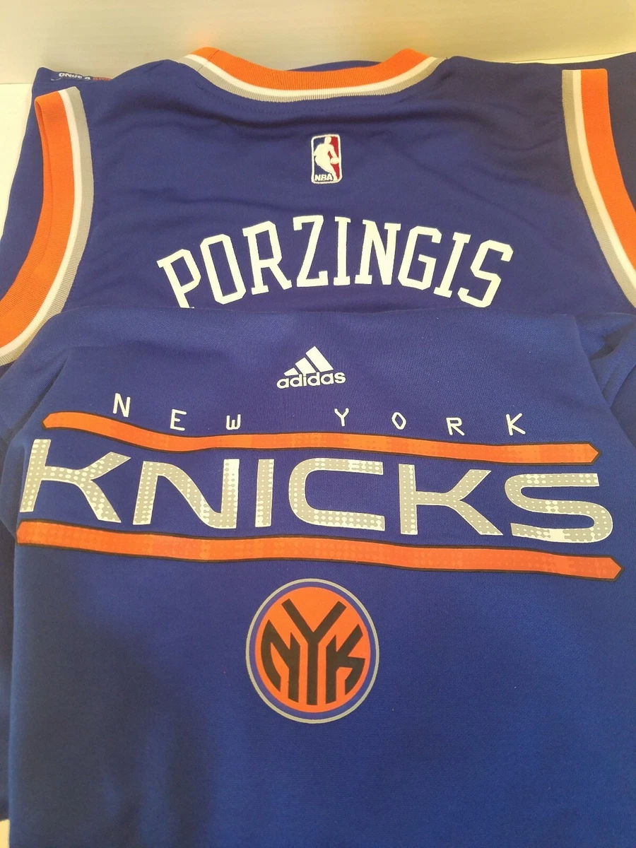 ADIDAS NEW YORK KNICKS PORZINGIS NBA JERSEY HOODIE YOUTH MEDIUM