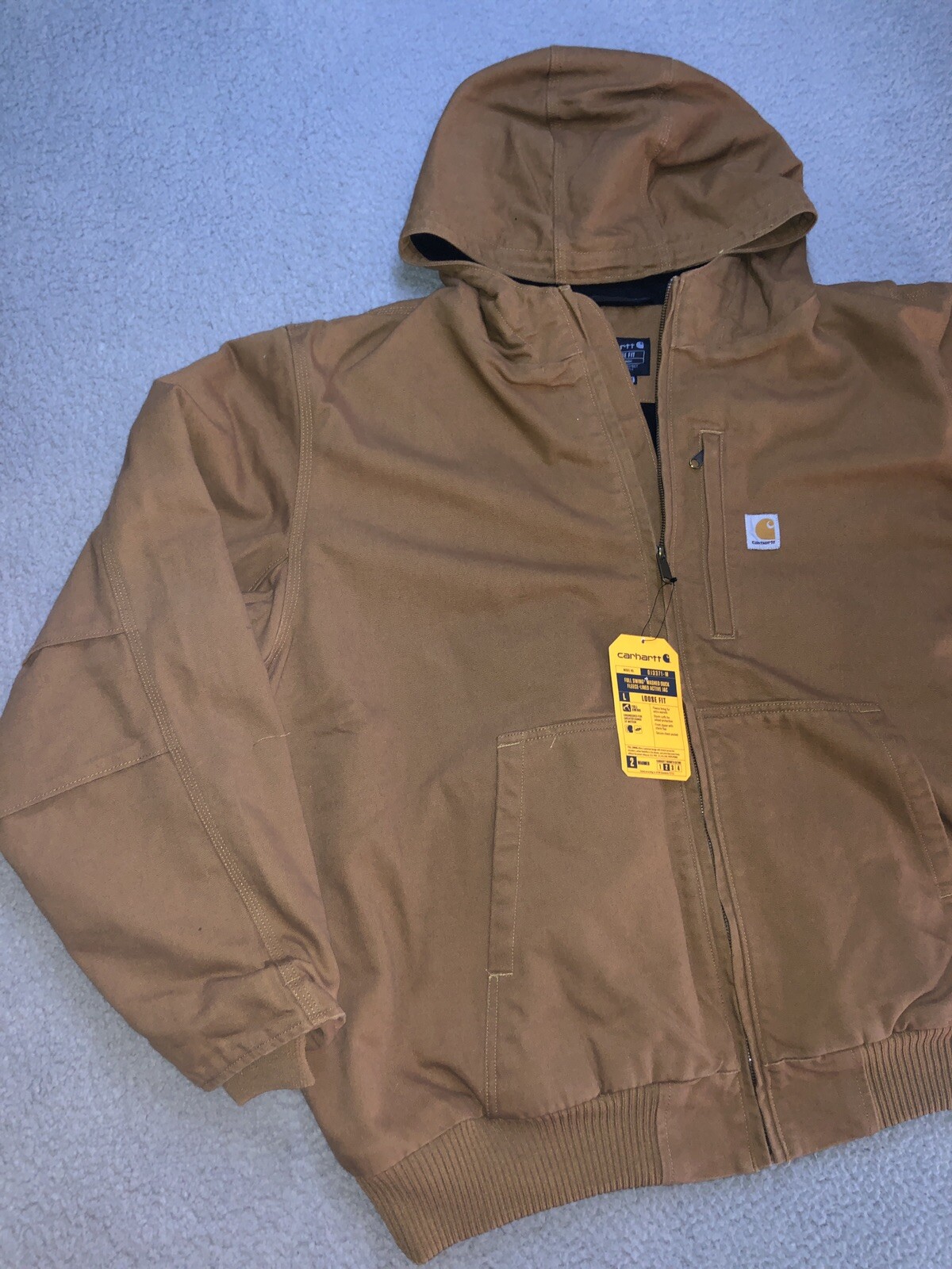Carhartt Jacket Mens 3XL Full Swing Brown Washed Duck Insulated Fleece