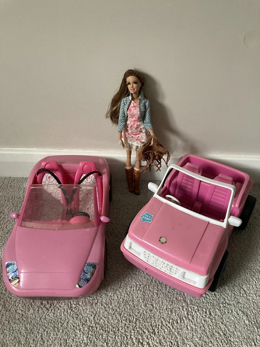 BARBIE VINTAGE TOYS TOY PINK CAR JEEP VEHICLE BUNDLE DOLL REAL EYELASHES