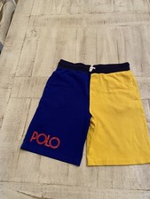 Youth Boys Polo Blue  Yellow Shorts Note Measurements No Tag