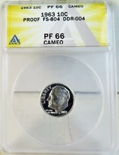 1963 Roosevelt dime ANACS PF66 cameo *FS 804 DDR-004* BR