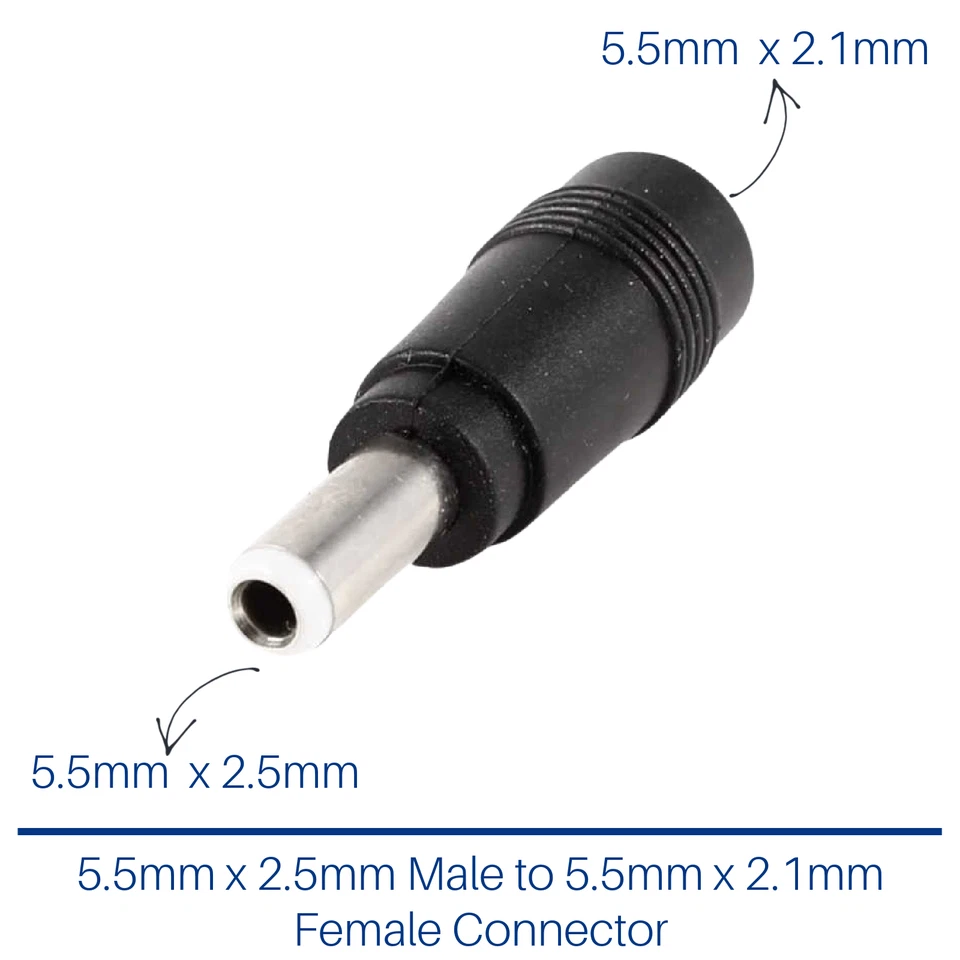 OZZIE BRAND ELECTRONICS 5.5mm x 2.1mm Female to 5.5mm x 2.5mm Male Plug Jack DC Power Adapter connector