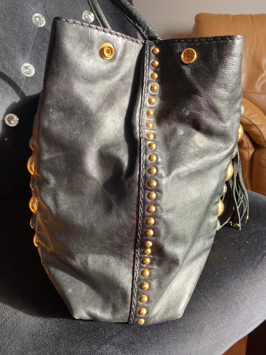 GUCCI BLACK FRINGE STUDDED LEATHER BABOUSKA BAG | eBay