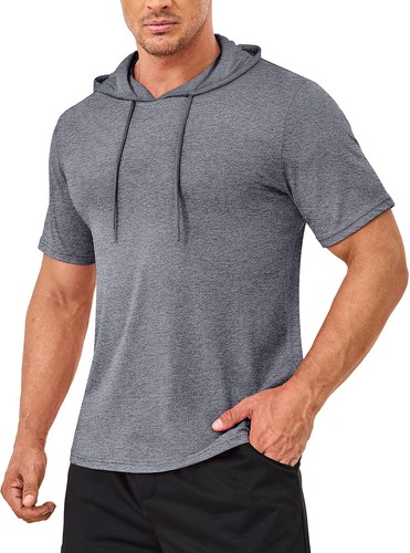 Mens Short Sleeve Hoodie Cotton Shirts Lightweight Sweatshirt Athletic Pullover - Picture 85 of 134