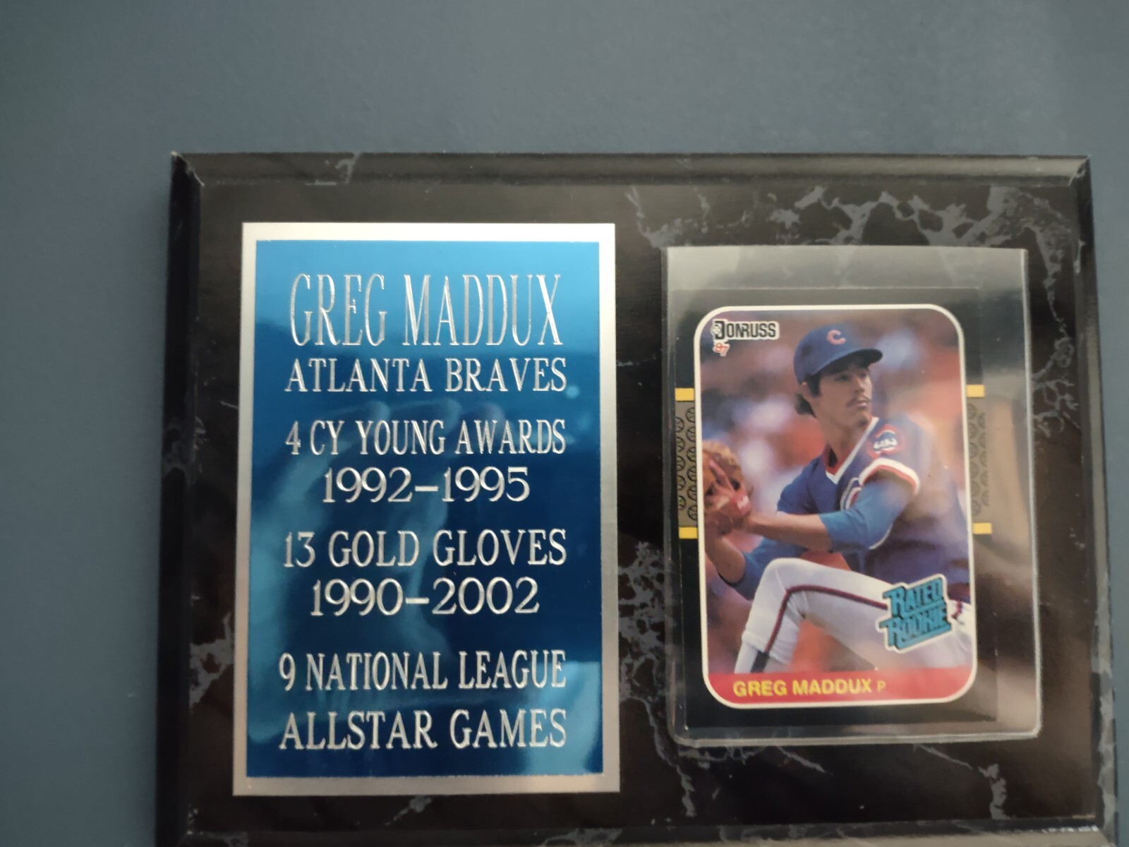 Greg Maddux Plaque with 1987 Donruss Rookie Card - #36 MINT