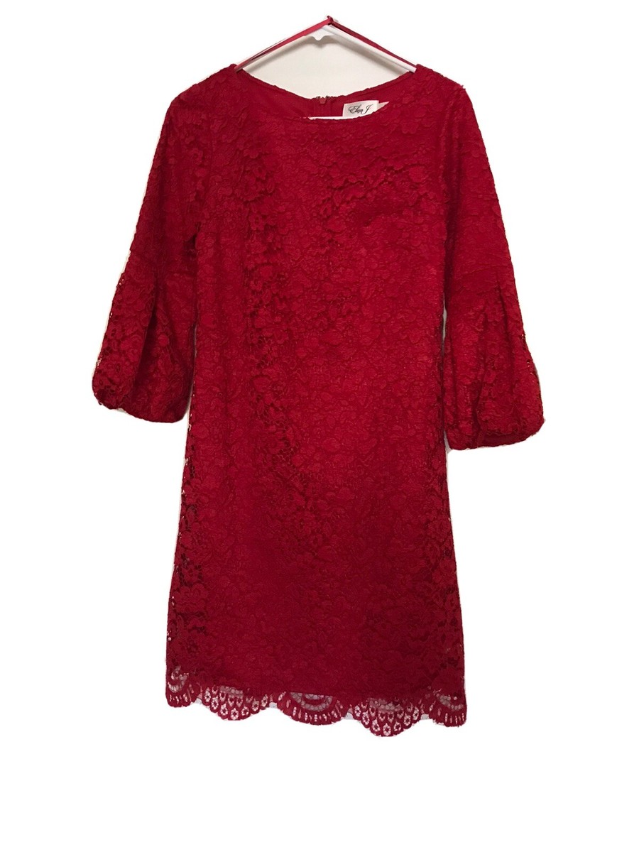 Eliza J Pleated Puff Sleeve Lace Shift Dress SZ 0 Red | eBay Eliza J Pleated Puff Sleeve Lace Shift Dress SZ 0 Red | eBay