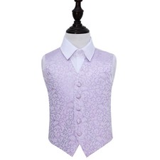 DQT Woven Swirl Patterned Lilac Page Boys Wedding Waistcoat 2-14 Years