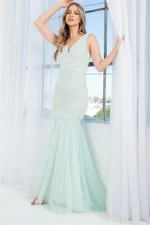 Mint Lace Overlay Bodycon Maxi Dress Ball Gown Size Small Mermaid Cut Tall 