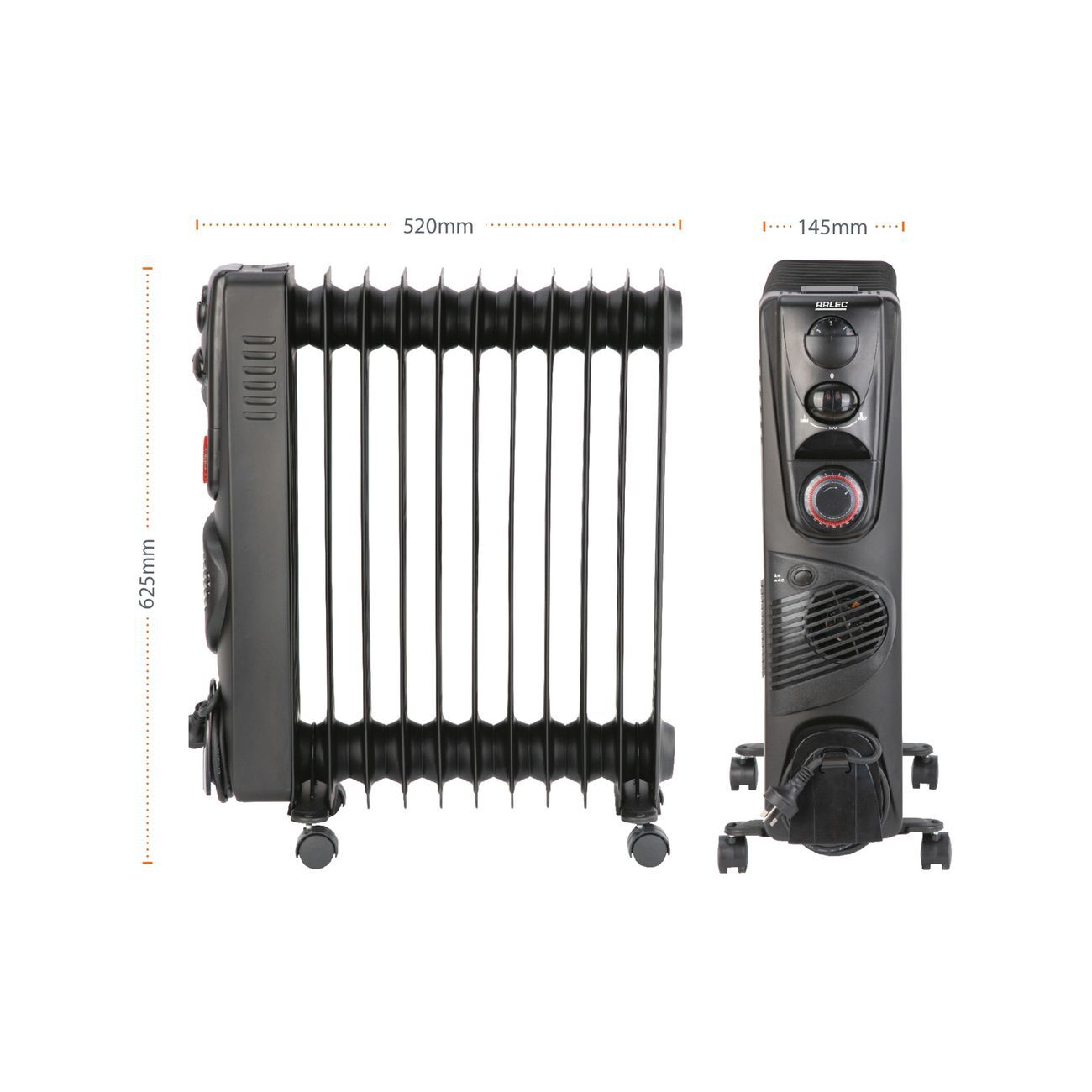 Arlec 2400W 11 Fin Oil Heater With Fan Boost | eBay