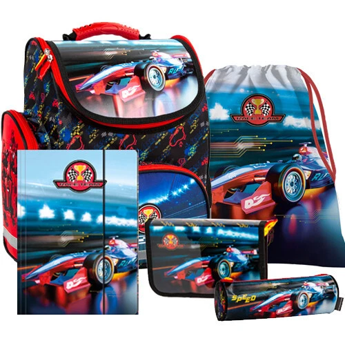 DERFORM Race Speed Car Autos Schulranzen Tornister Schulrucksack Ranzen Set 5 teilig