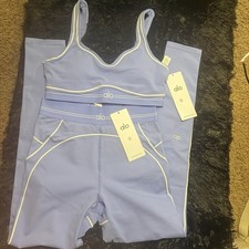 alo Women's Light Blue Activewear Set Bra Leggings Size S Stretch Yoga Gym