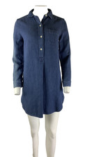 Madewell Sz S Chambray Popover Shirt Dress Blue 100% Cotton Denim Look Casual AB