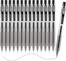 Shuttle Art Black Gel Pens, Ink Glide Series 15 1 Count Pack of 15 ,