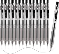 Shuttle Art Black Gel Pens, Ink Glide Series 15 1 Count (Pack of 15), 