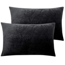 2 Pack Zippered Velvet King Pillowcases Super Soft and Cozy Luxury Fuzzy Flan...