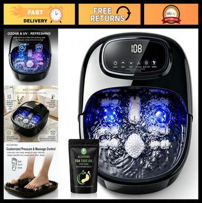 Foot Soaking Tub with Ozone UV, Heated Foot Spa Massager, Bubbles & Rollers