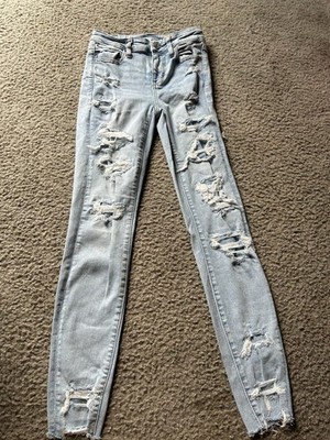 American Eagle Distressed Skinny Jeans Size 4 Regular Light Wash Next Level Stre