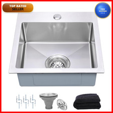 Beleeb 15 Inch Drop In Bar Sink18-Gauge Small Kitchen Sink Stainless Steel 3D