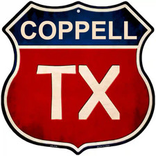 Letrero metálico Coppell Texas Highway Shield