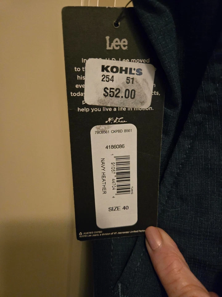 Lee Shorts Air Flow Men 40 Blue Golf Flat Front Zip Fly Performance Series - Image 4 of 4