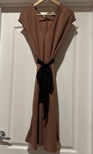 Zara Small SM Women's Brown Black Midi Dress 