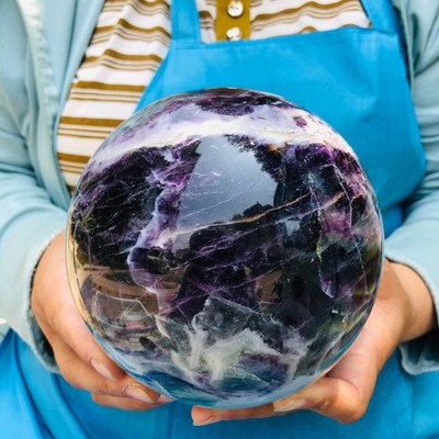 7.59LB Rare Natural Fluorite Sphere Quartz Crystal Ball Reiki Healing 5500