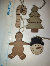 LOT Of 4 Christmas Cookie-Like Ornaments Juvenile Primitive
