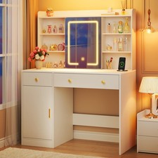 Vanity Desk with Mirror and Lights 37" Makeup Vanity Desk
