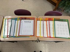 14 Dry Erase Pockets Clear Plastic Dry Erase Sleeves/Sheets W/ Numbers  Boxes