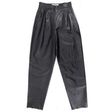 90s black leather high waisted pants Saks Fifth Avenue 1990s vintage